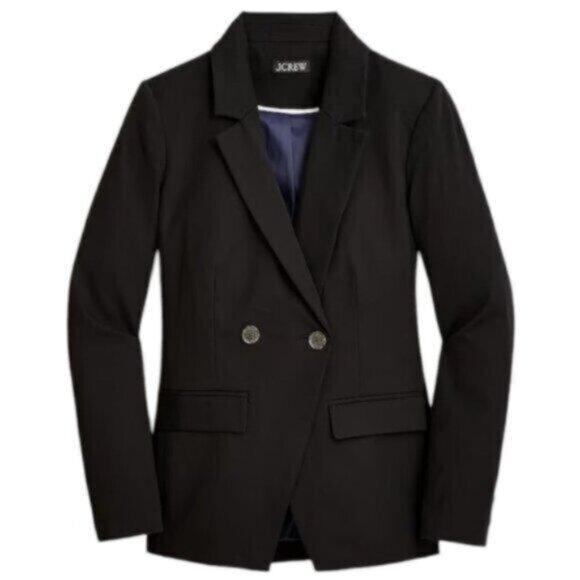 J. Crew Black Devon Bi-Stretch Cotton Blend Double Breasted Blazer - Picture 17 of 17